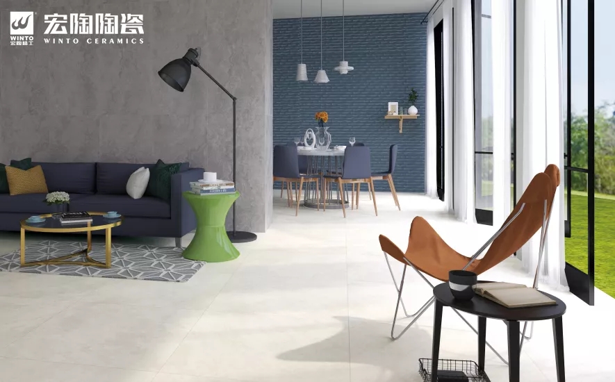 宏陶北歐風格客廳瓷磚地磚花型效果圖