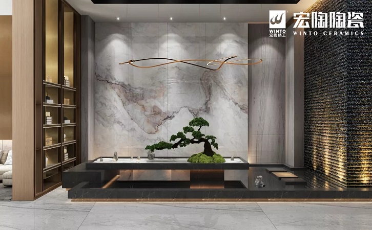 宏陶灰冰玉巖板背景墻效果圖 宏陶灰冰玉巖板背景墻效果圖