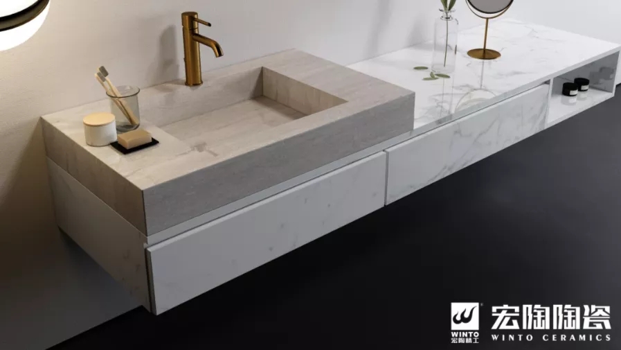 宏陶巖板浴室柜裝修效果圖 宏陶巖板浴室柜裝修效果圖